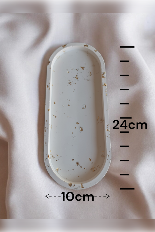 3lü Oval Tepsi Seti Beyaz Gold