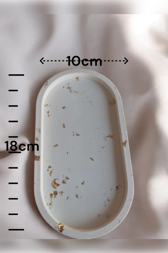 3lü Oval Tepsi Seti Beyaz Gold