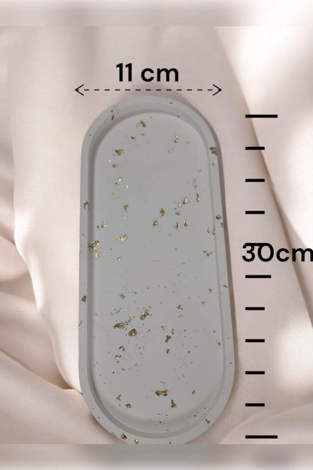 3lü Oval Tepsi Seti Beyaz Gold