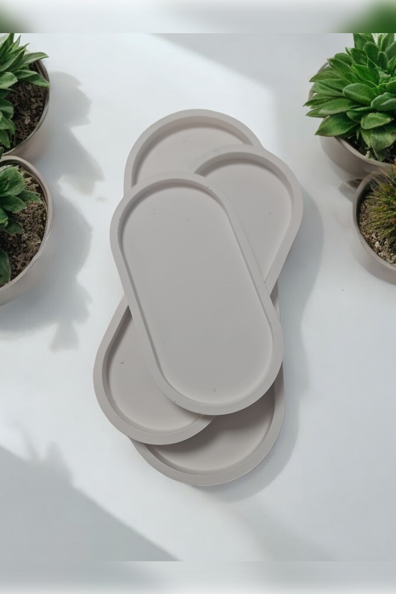 3lü Oval Tepsi Seti Beyaz