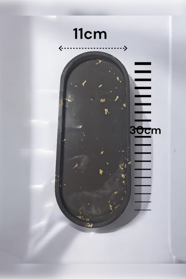 3lü Oval Tepsi Seti Siyah Gold