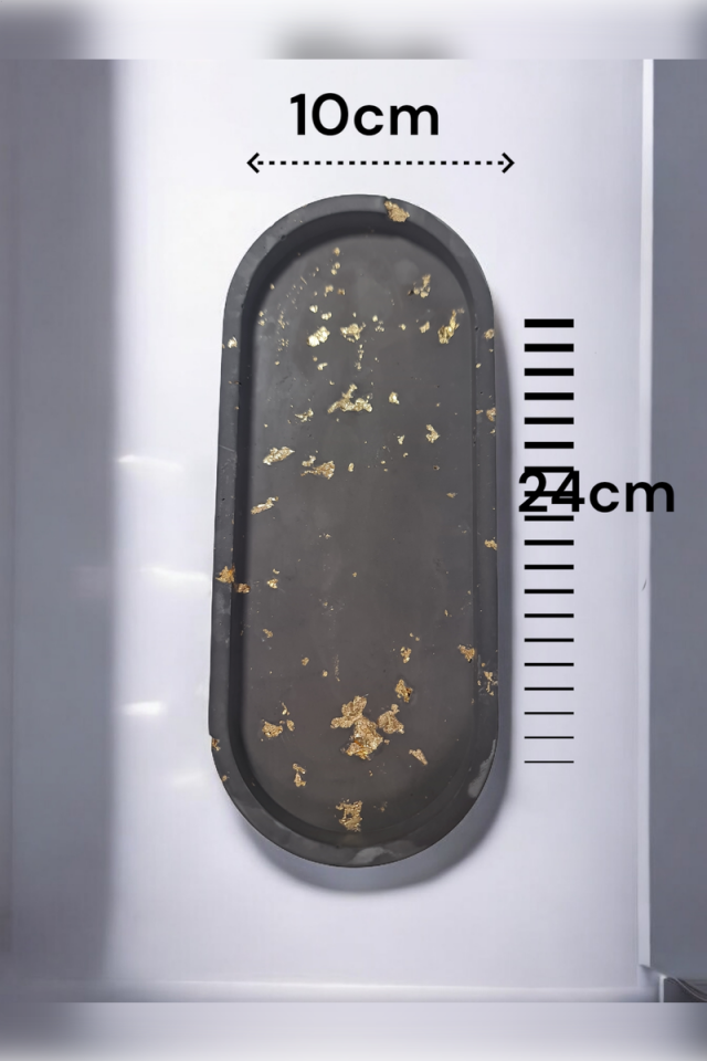 3lü Oval Tepsi Seti Siyah Gold