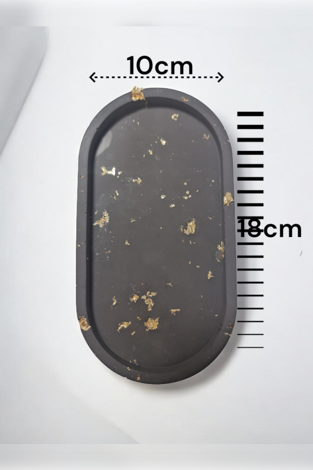 3lü Oval Tepsi Seti Siyah Gold