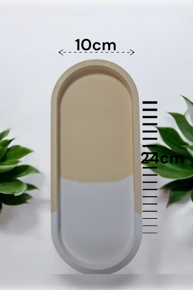3lü Oval Tepsi Seti Beyaz Sarı