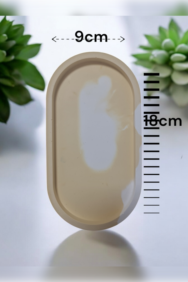 3lü Oval Tepsi Seti Beyaz Sarı