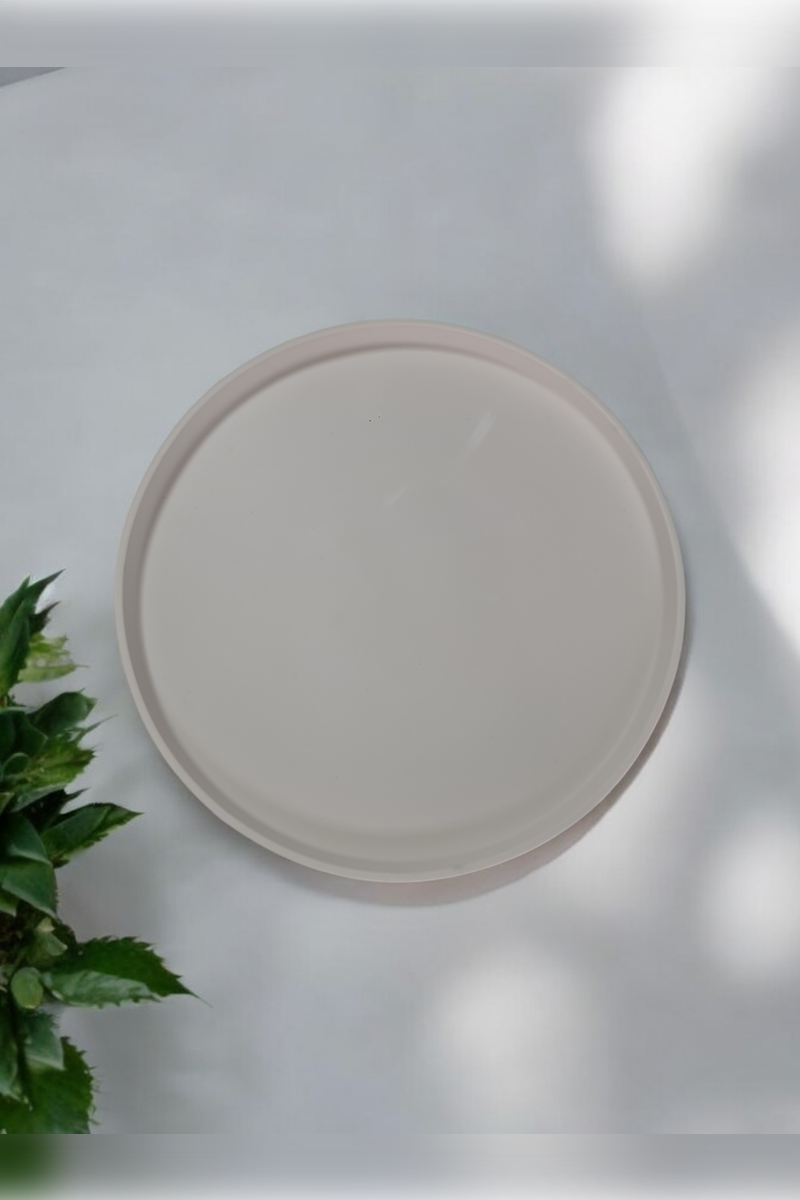 Dekoratif Beton 30 Cm Organizer Tepsi Beyaz Saksı/Mum Altlığı