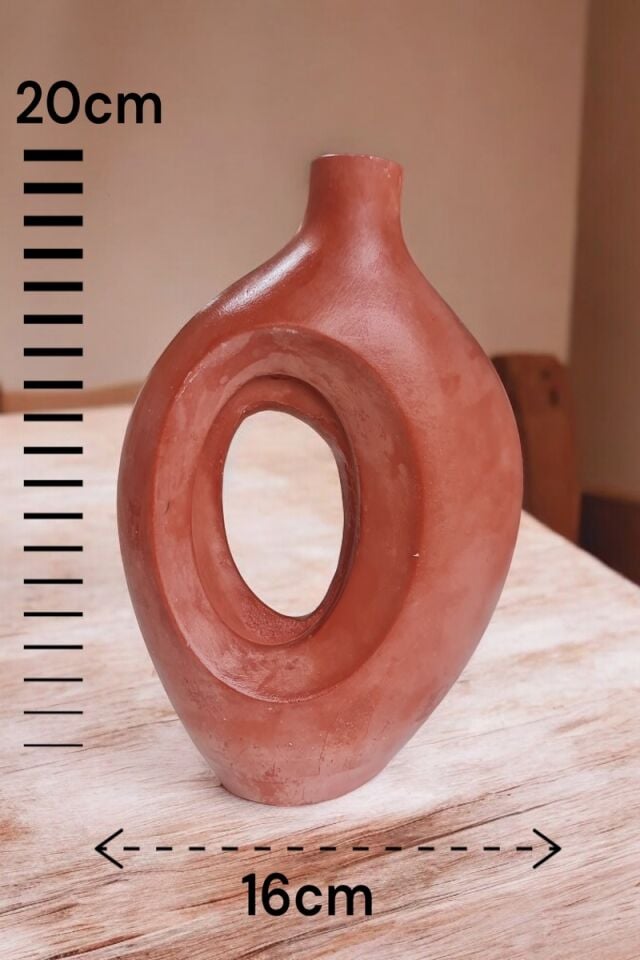 Sanatsal Vazo Soyut Figür Kiremit Rengi