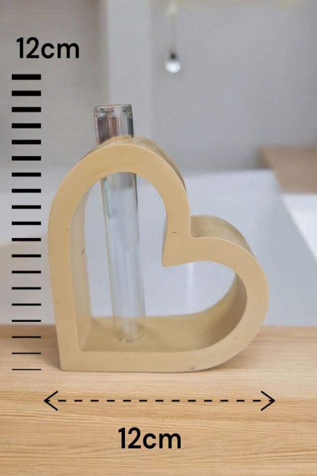 Kalp Vazo Sarı Renk
