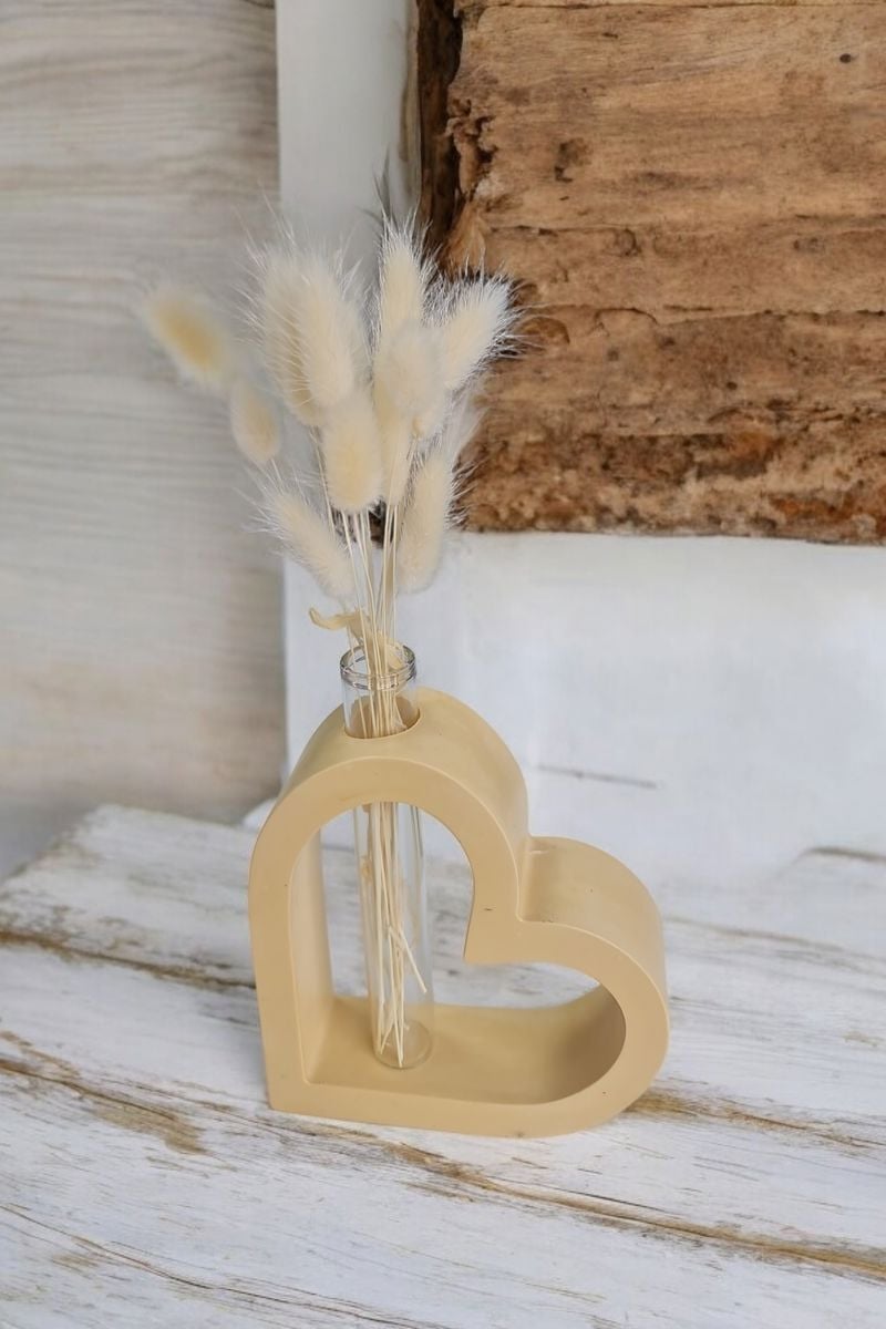 Kalp Vazo Sarı Renk