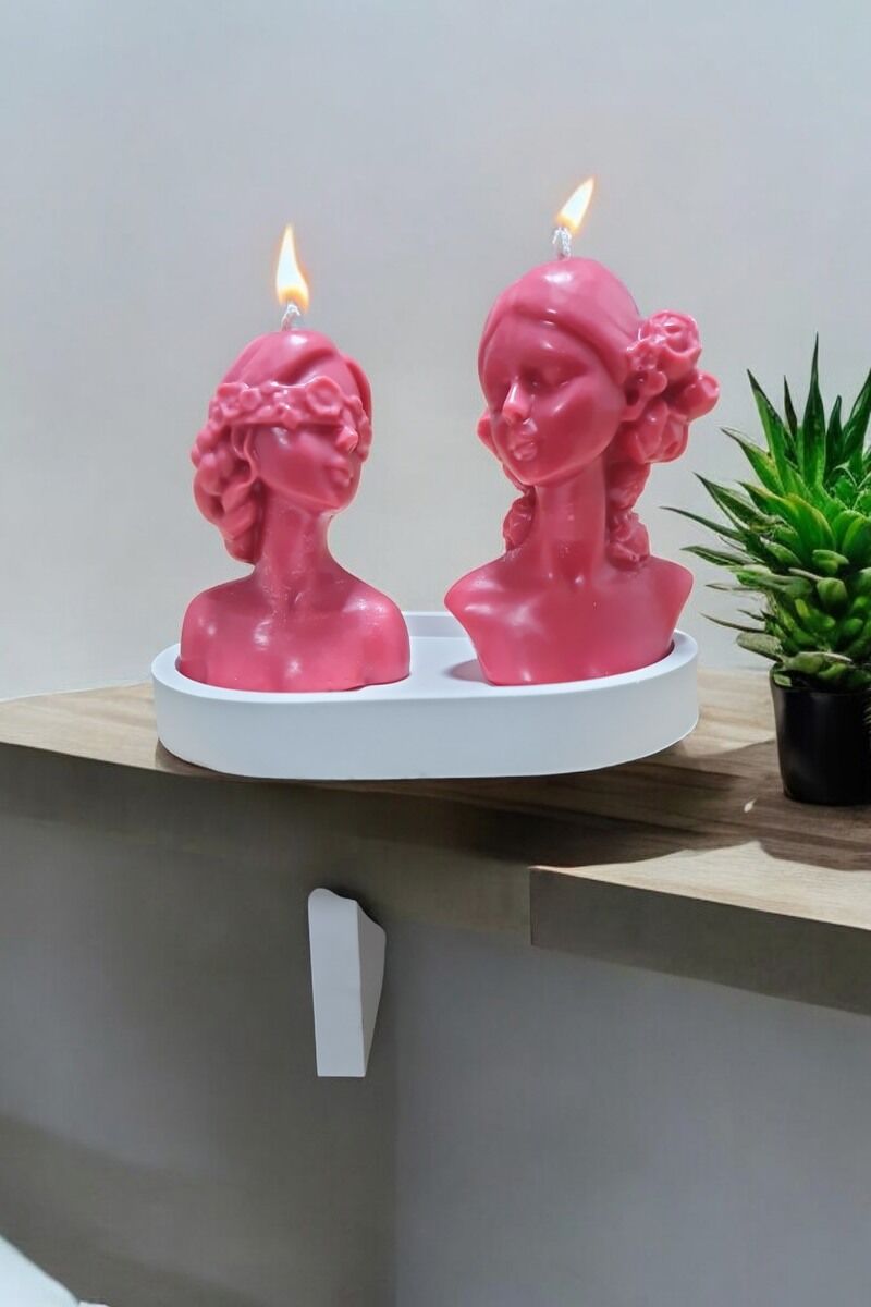 Kadın Pembe 2li Mum Seti