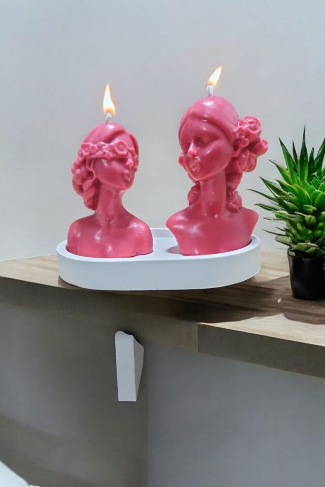 Kadın Pembe 2li Mum Seti