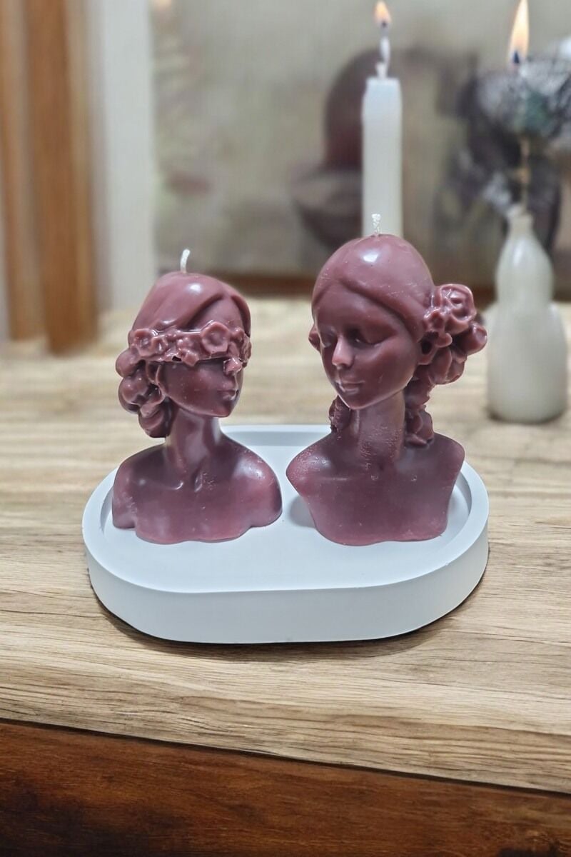 Kadın Mürdüm 2li Mum Seti