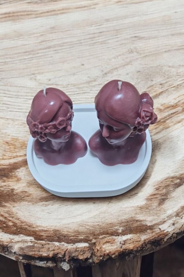 Kadın Mürdüm 2li Mum Seti