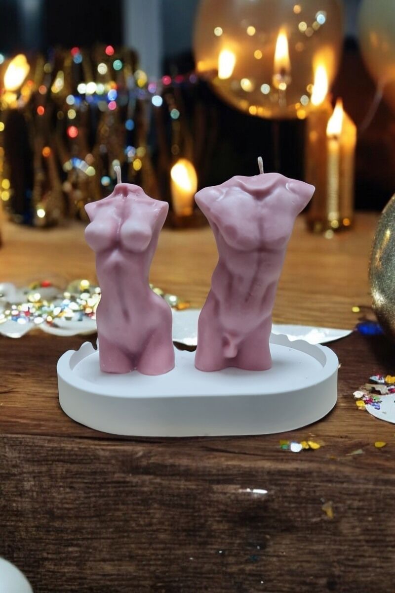 +18 Kadın&Erkek Pembe Mum