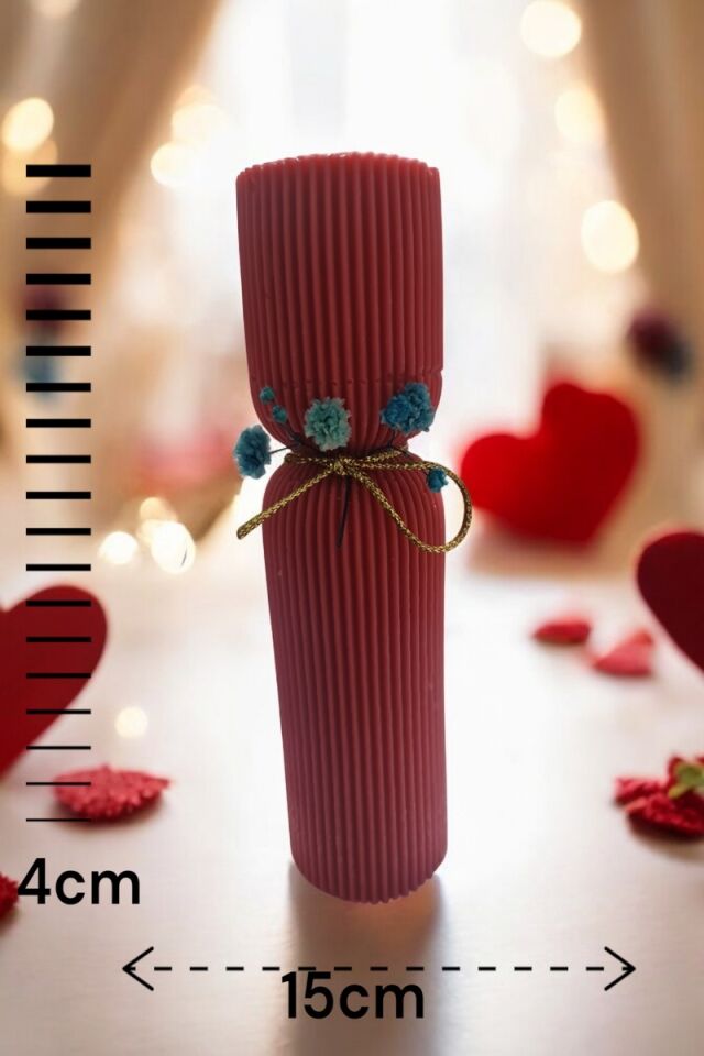 Uzun Şerit Kırmızı Mum 15cm
