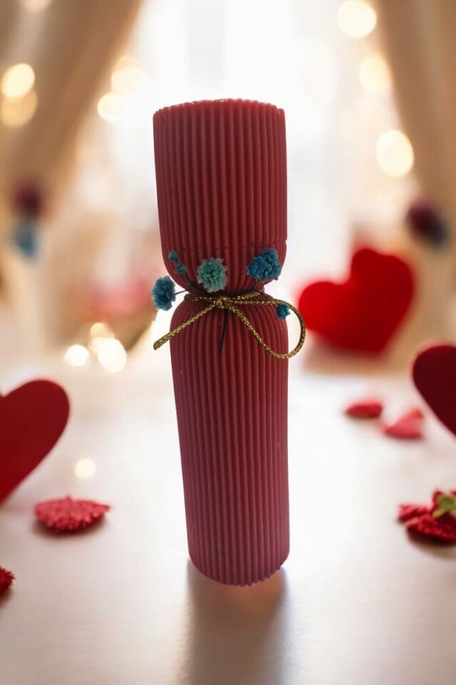 Uzun Şerit 2li Kırmızı Mum