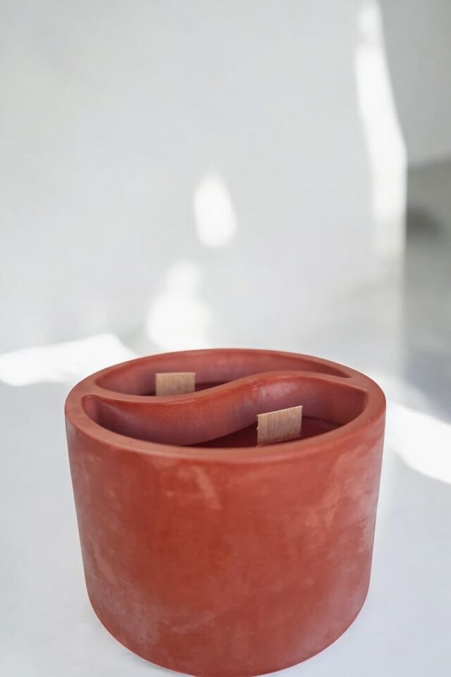 Beton Tai Chi Mum Kiremit Ahşap Fitilli