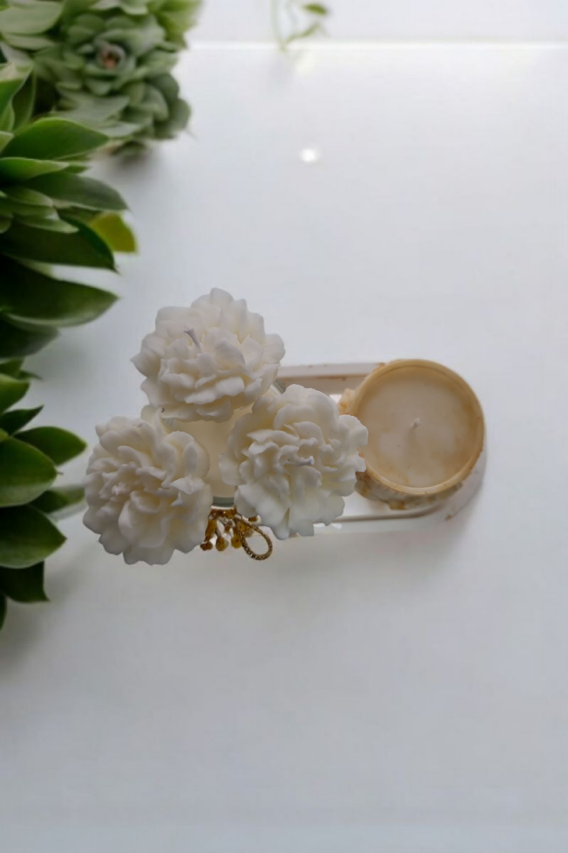 Çiçekli 2li Mum Seti