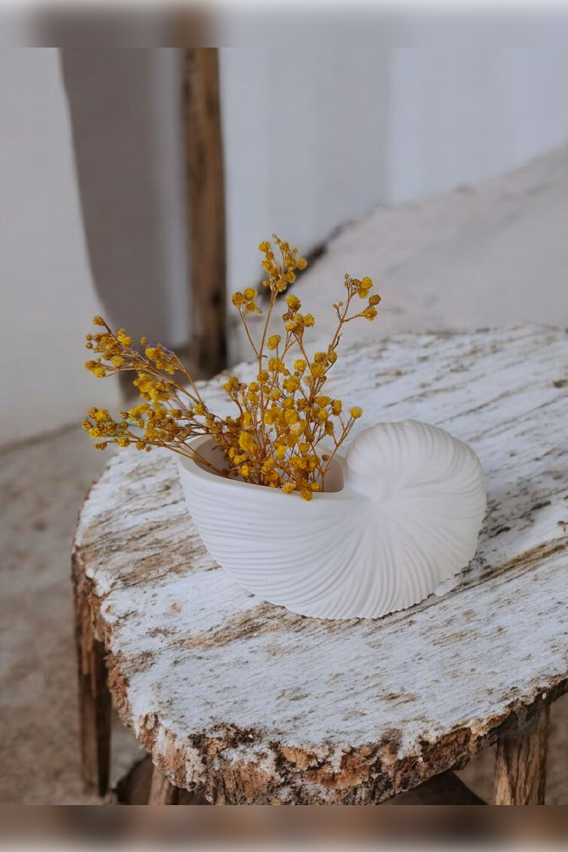 Deniz Kabuğu Beyaz Vazo