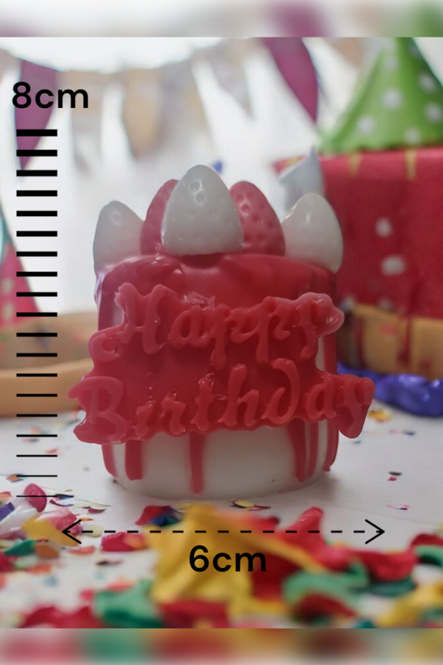 Happy Birthday Çilek Beyaz&Kırmızı Mum