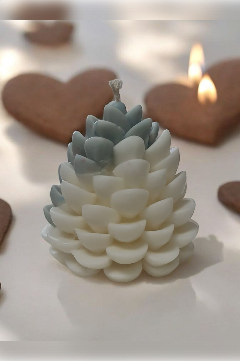 Kozalak Desen Beyaz&Mavi Mum