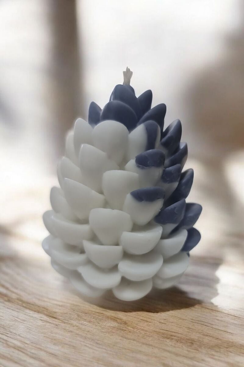 Kozalak Desen Lacivert&Beyaz Mum