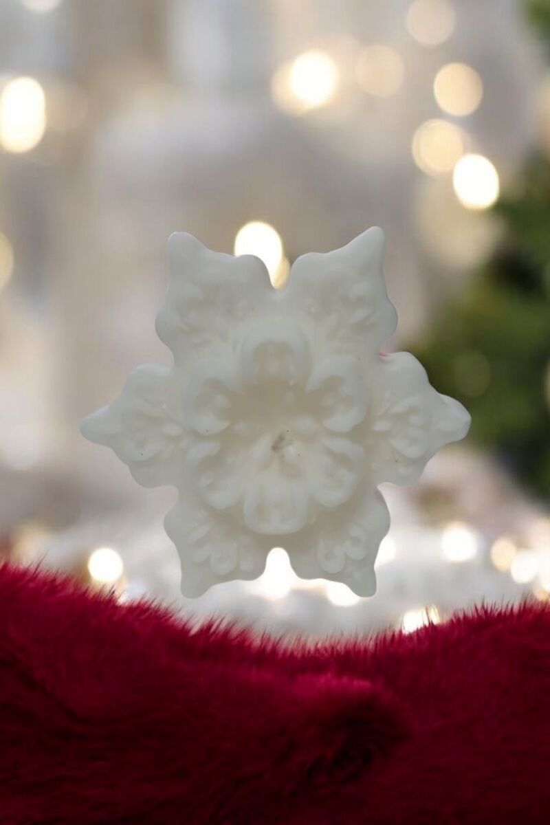 Yılbaşı Dekoratif Yıldız Çiçeği Beyaz Mum