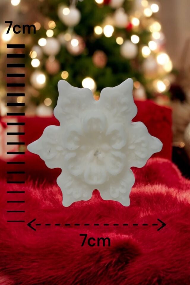 Yılbaşı Dekoratif Yıldız Çiçeği Beyaz Mum