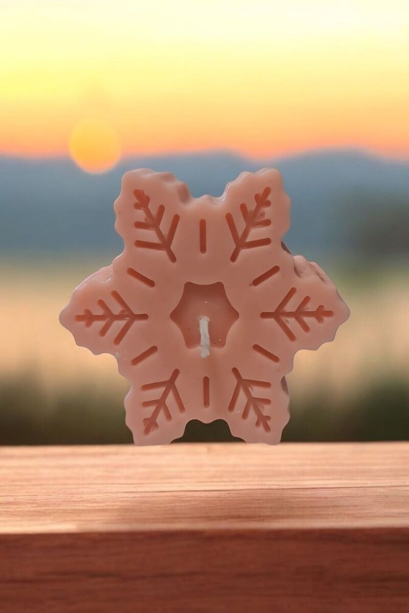 Yılbaşı Kar Tanesi Pembe Mum