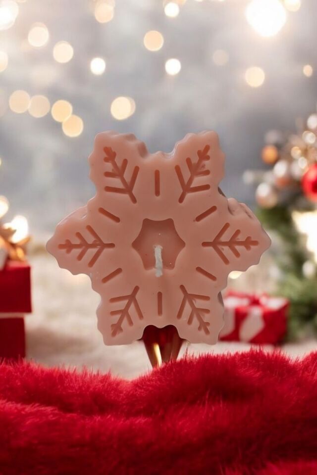 Yılbaşı Kar Tanesi Pembe Mum