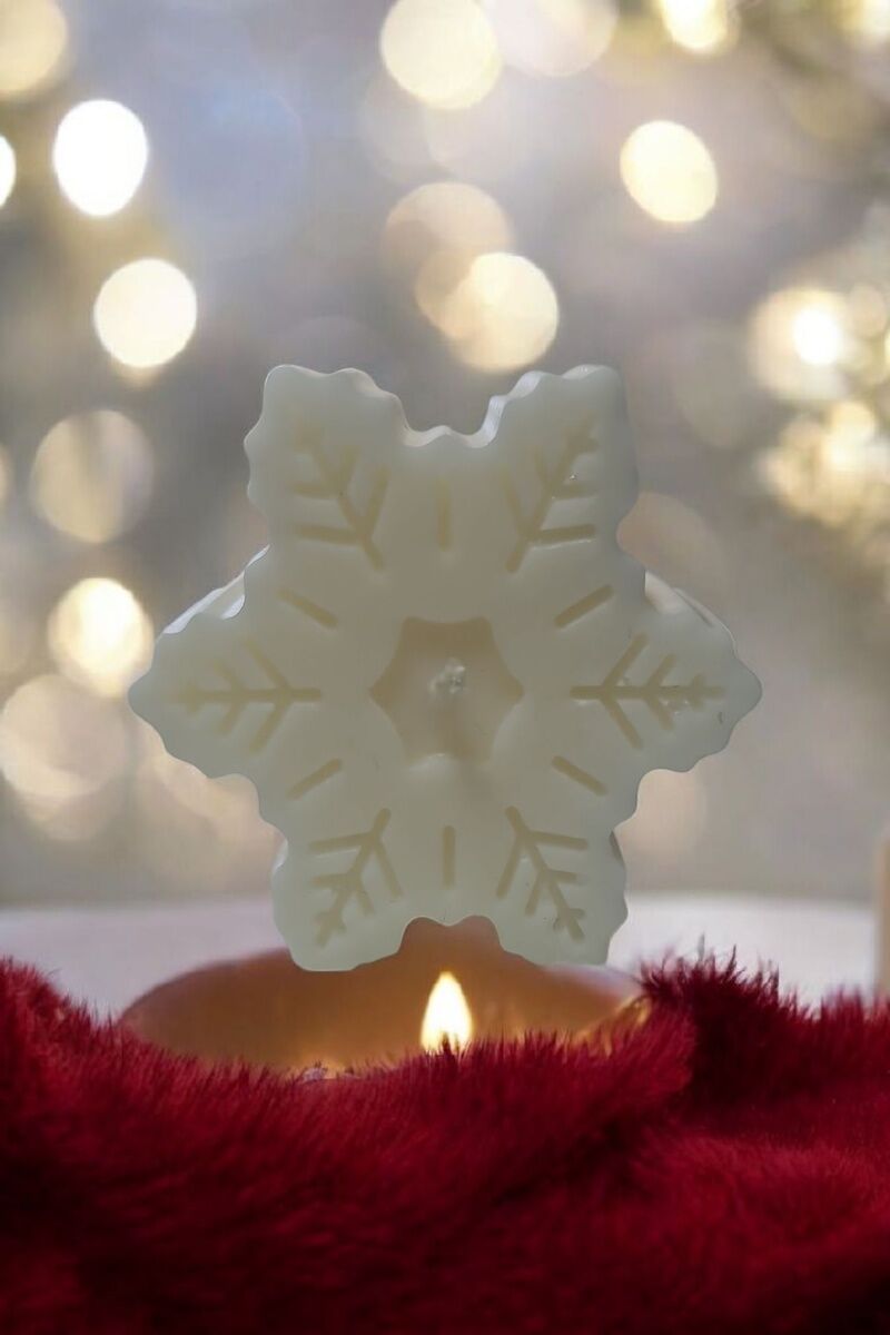 Yılbaşı Kar Tanesi Beyaz Mum