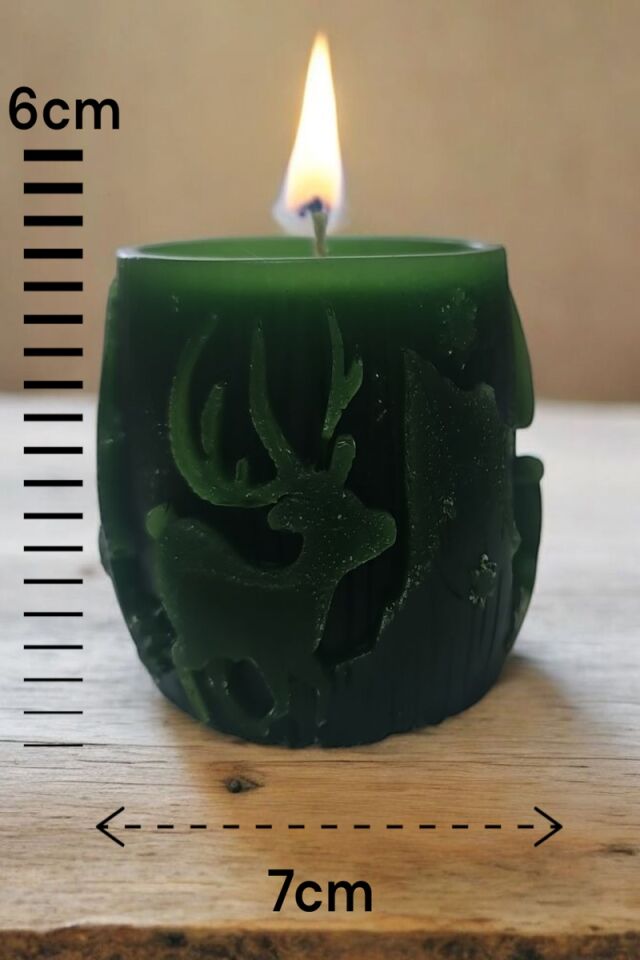 Geyik Desenli Fıçı K.Yeşil Mum