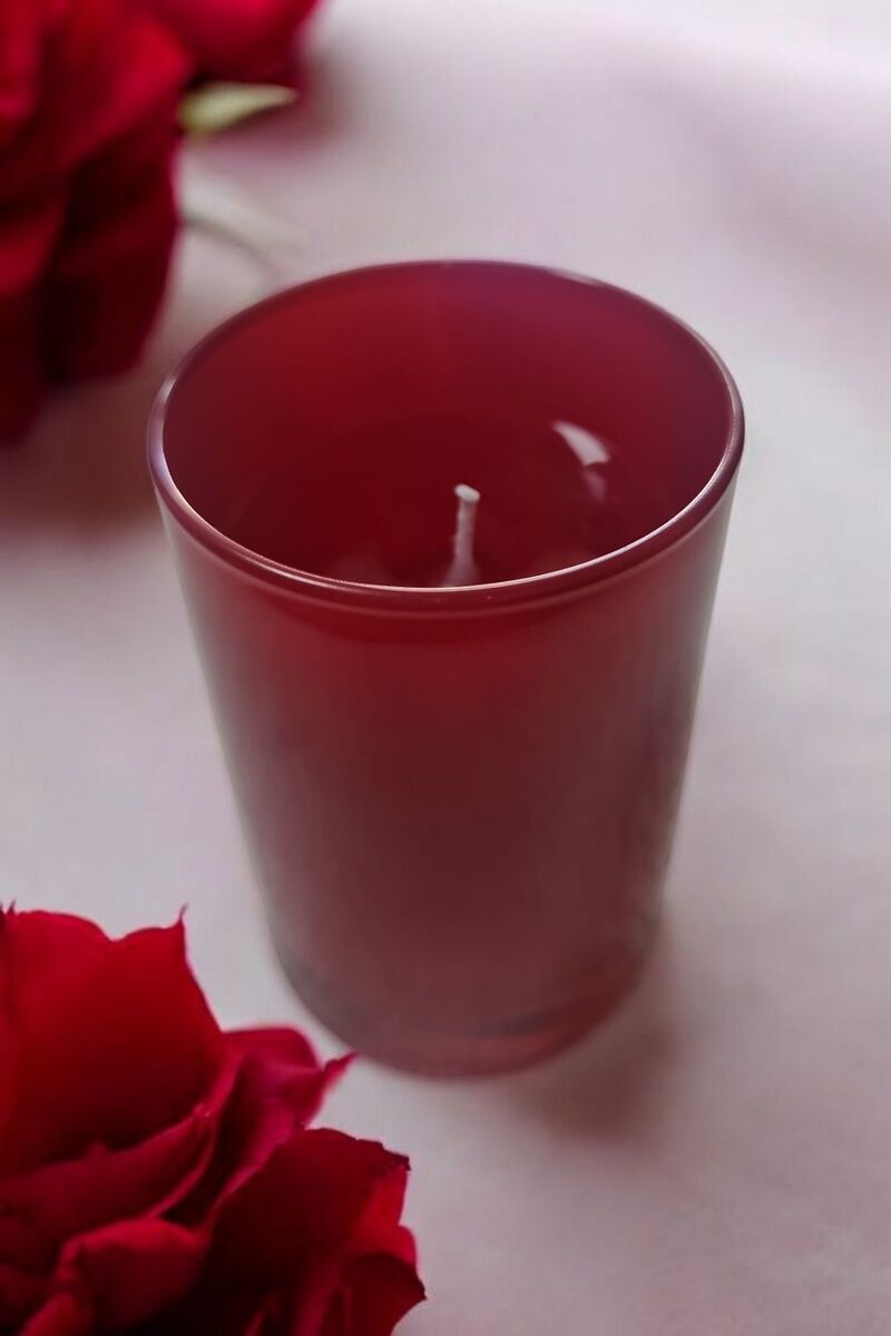 Kırmızı Bardak Şeffaf Mum