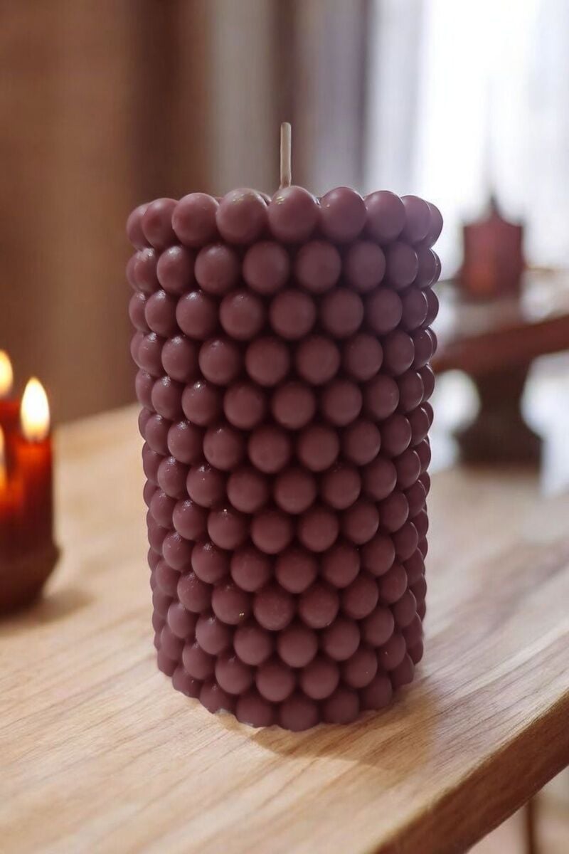 Kabarcık Topu Mürdüm Mum 10 cm