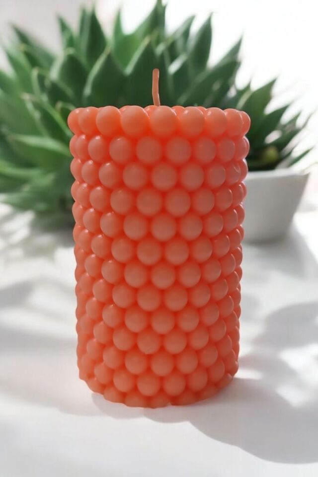 Kabarcık Topu Turuncu Mum 10 cm