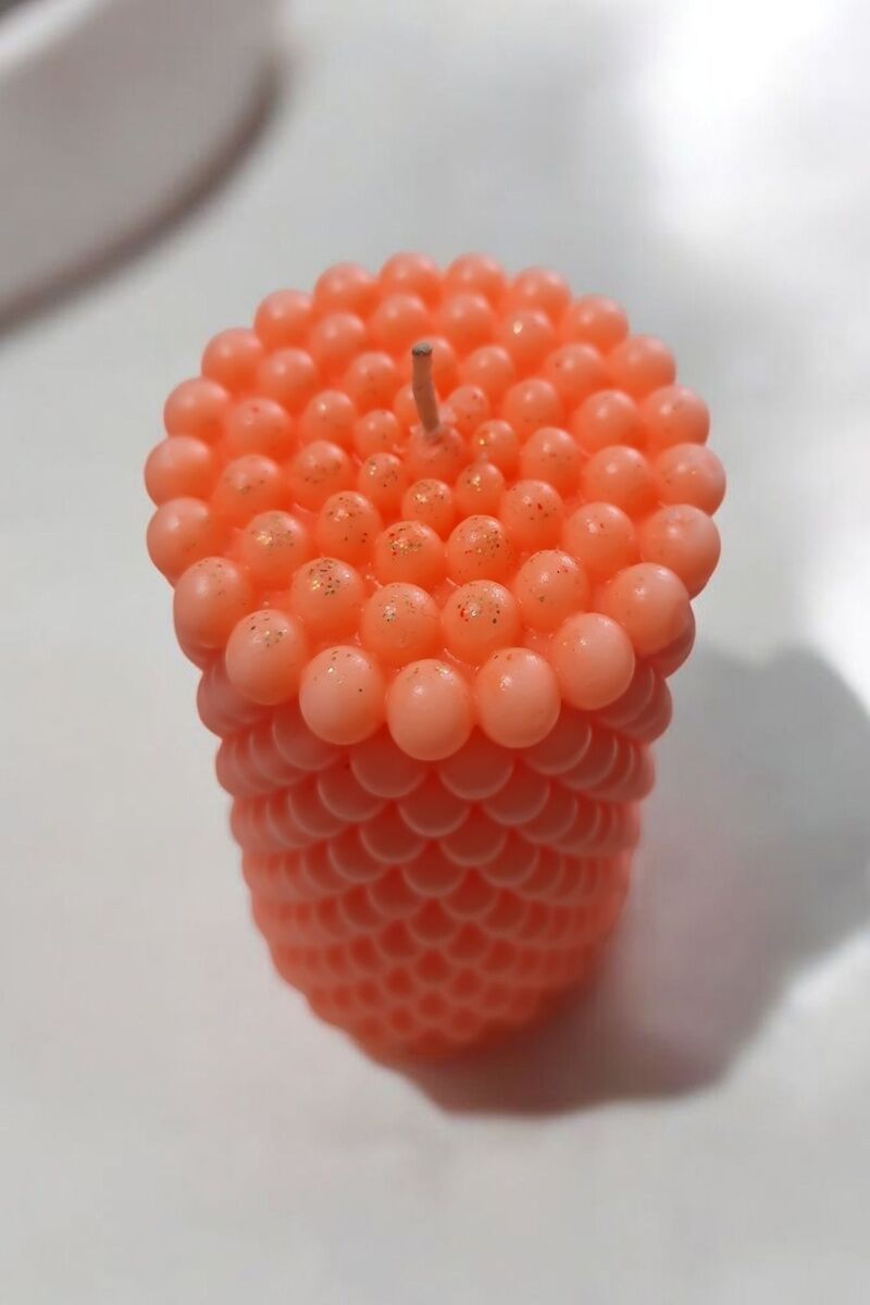 Kabarcık Topu Turuncu Mum 10 cm