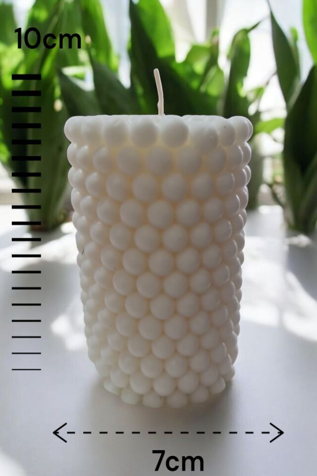 Kabarcık Topu Beyaz Mum 10 cm