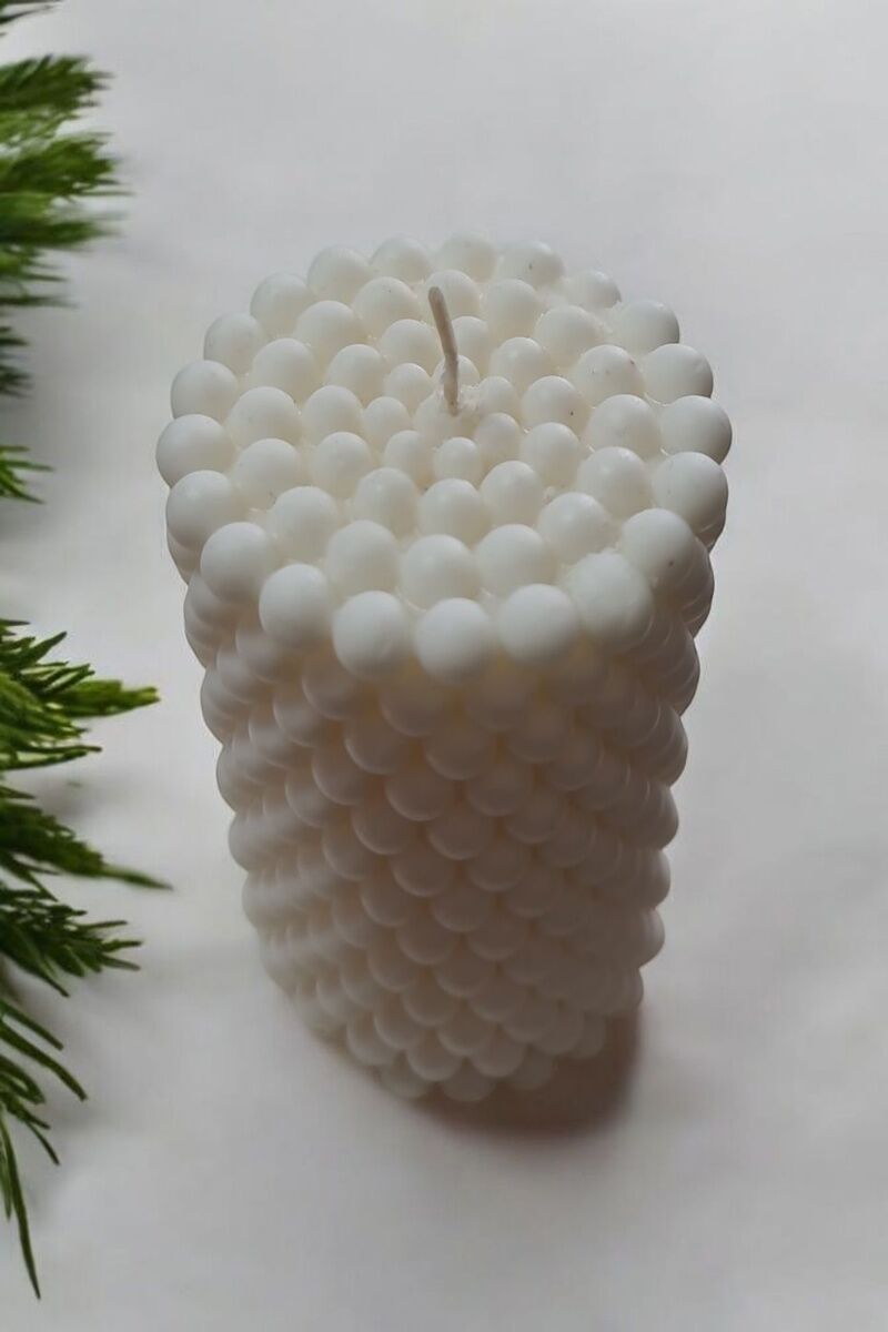 Kabarcık Topu Beyaz Mum 10 cm