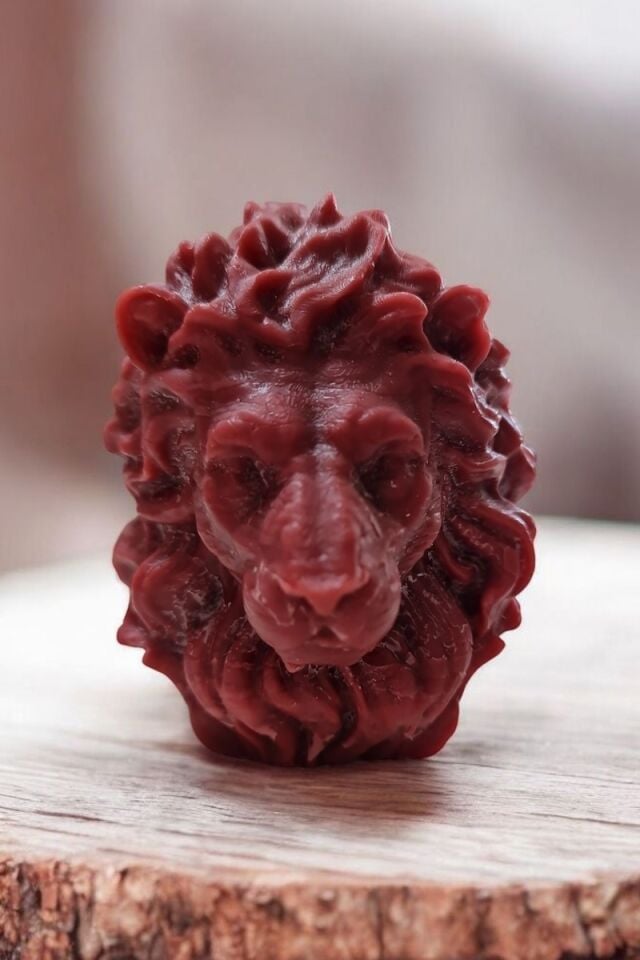 Büyük Boy Aslan Başı Kahverengi Mum