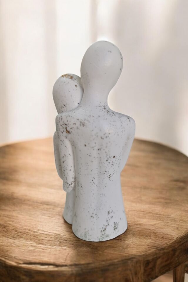 Sarılan Çift Beyaz&Gold Biblo