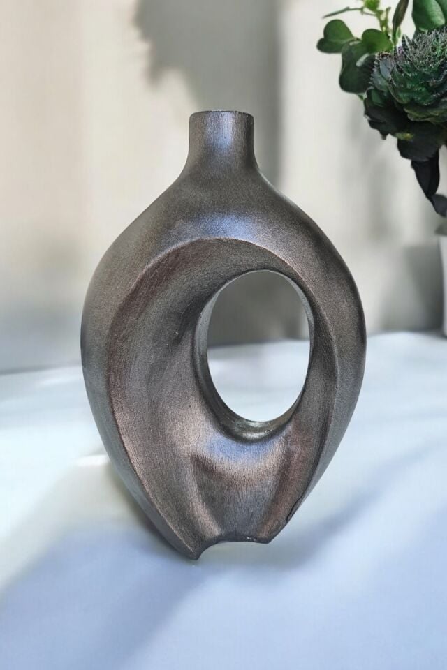 Sanatsal Vazo Soyut Figür Antrasit Rengi