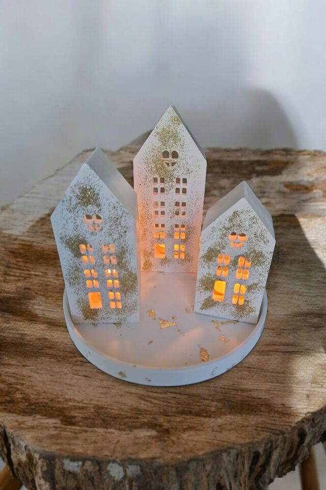 3lü Gold Sim Beton Ev Dekor Seti