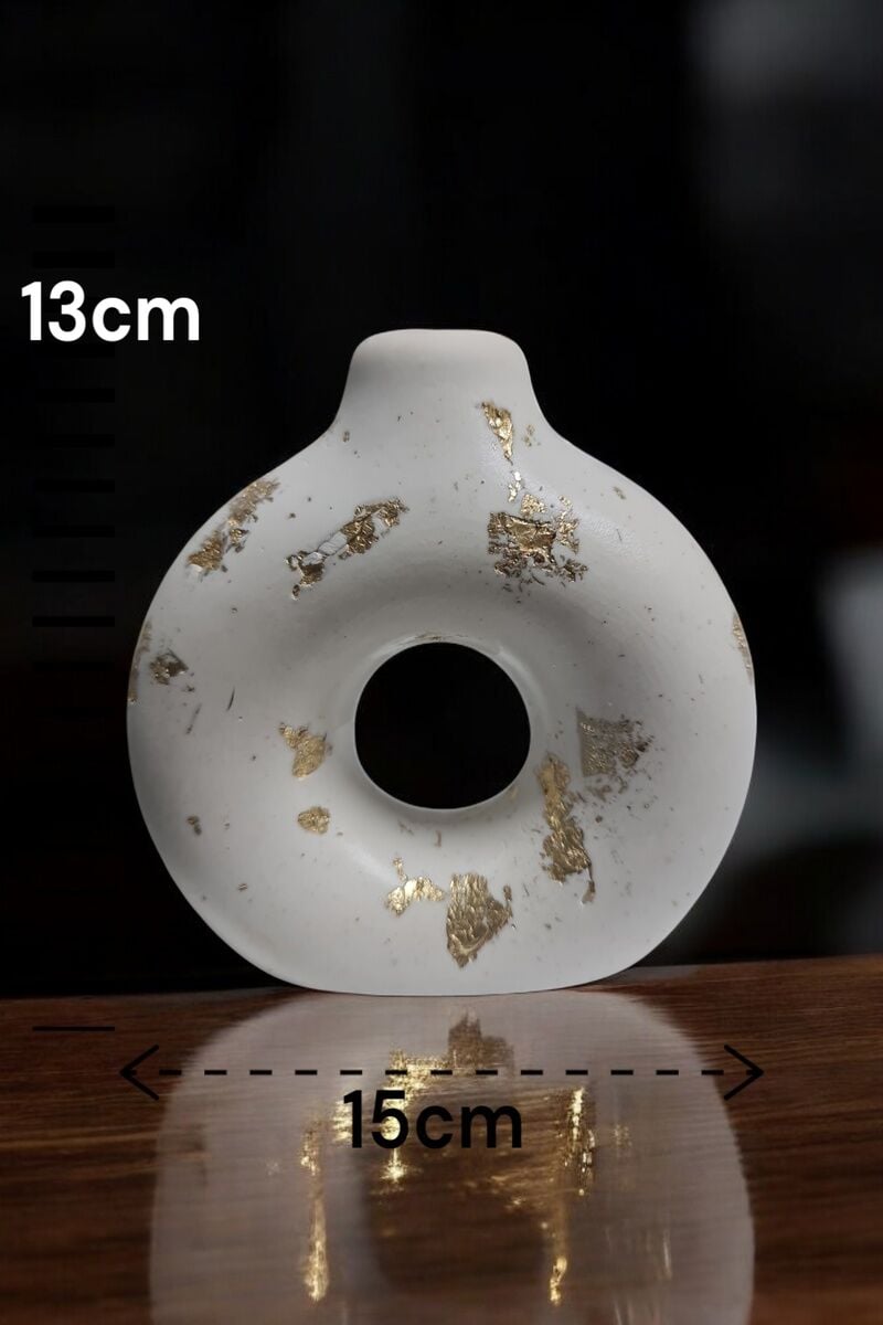 Bohem Halka Vazo Beyaz&Gold