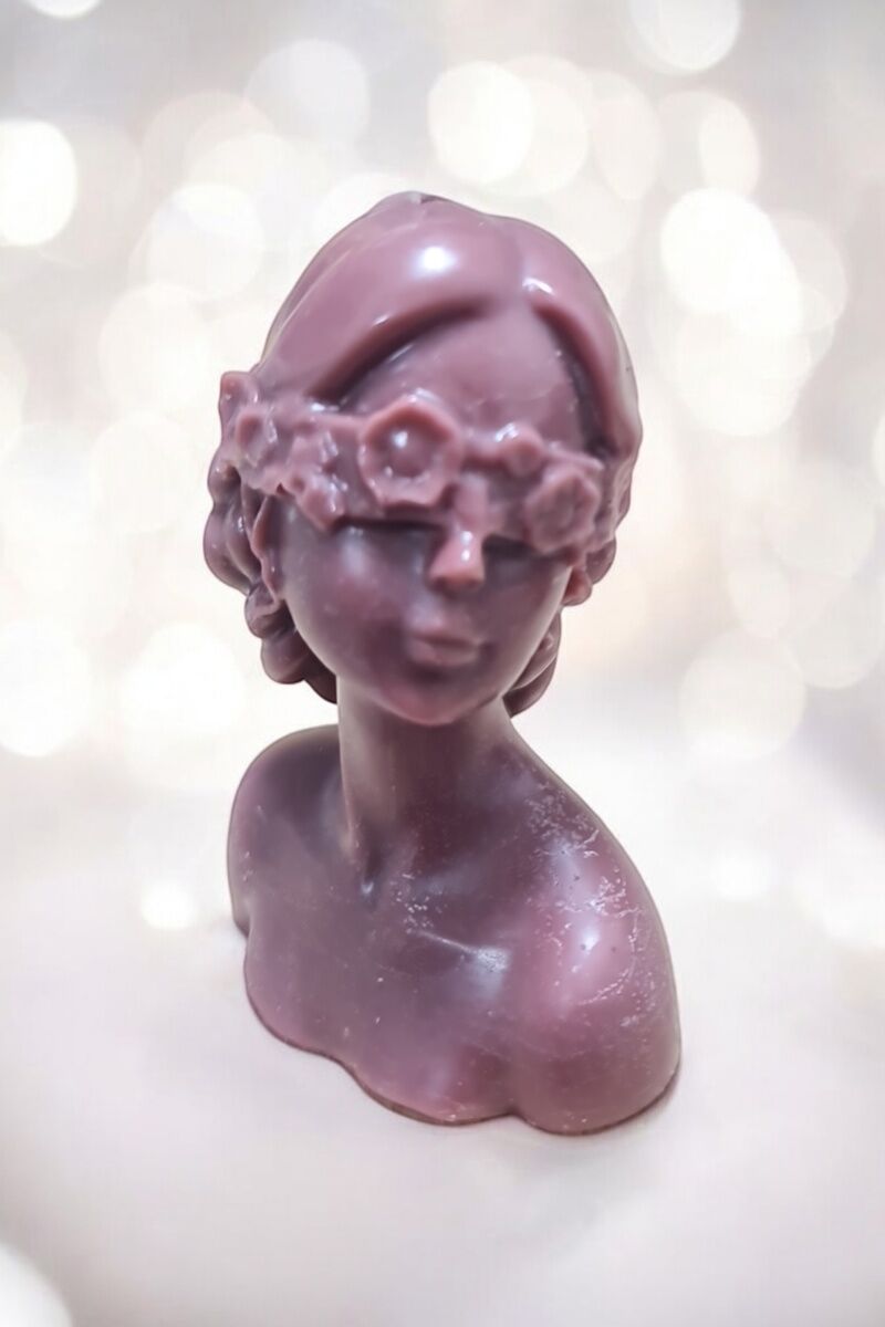 Kadın Gül Bandanalı Mürdüm Mum