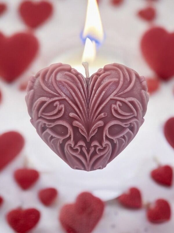 Dikey Kalp Bordo Mum