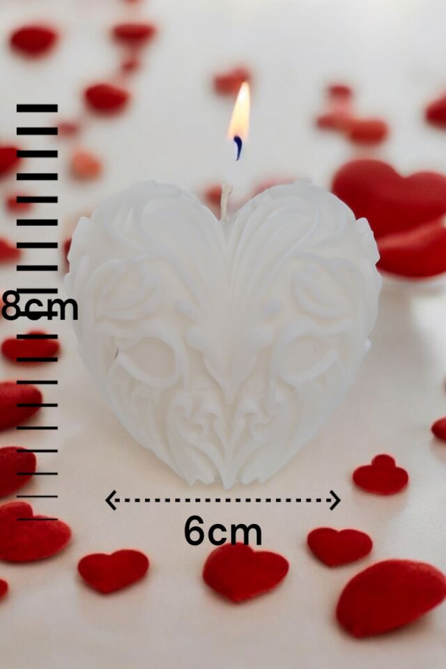 Dikey Kalp Beyaz Mum