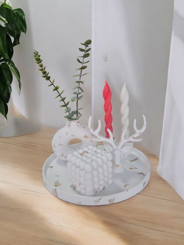 Gold Şamdanlı Tepsi Seti