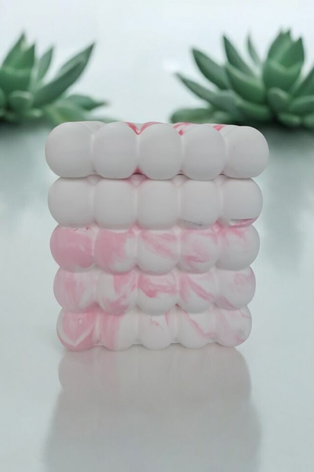 Beton Bubble Taş Dekor Kırmızı& Beyaz