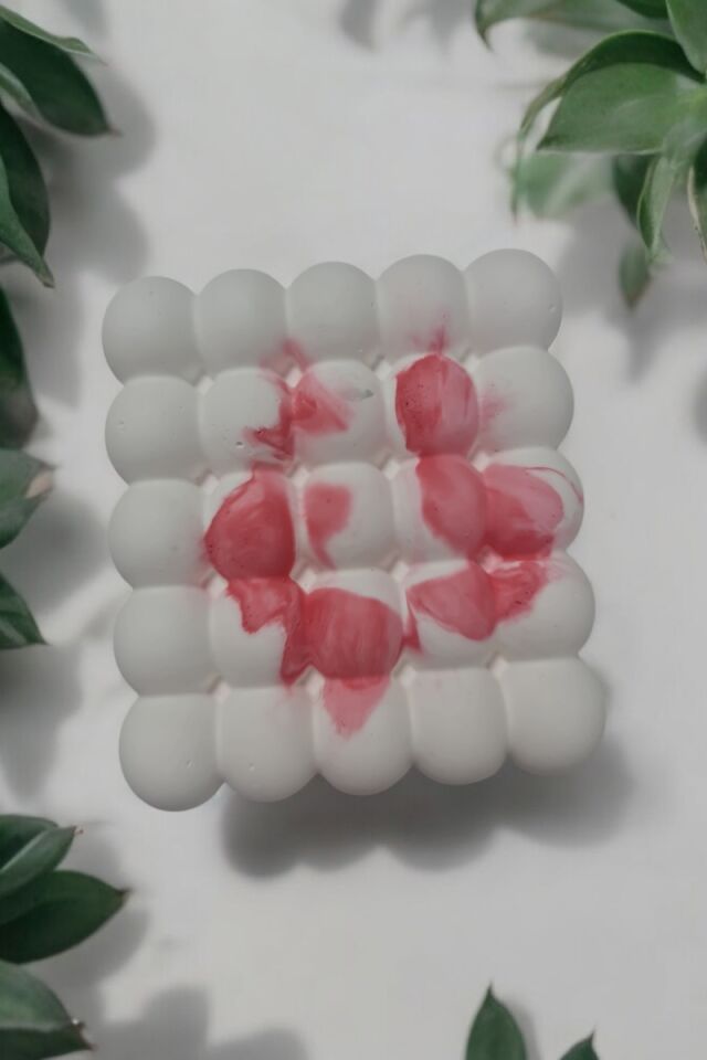 Beton Bubble Taş Dekor Kırmızı& Beyaz