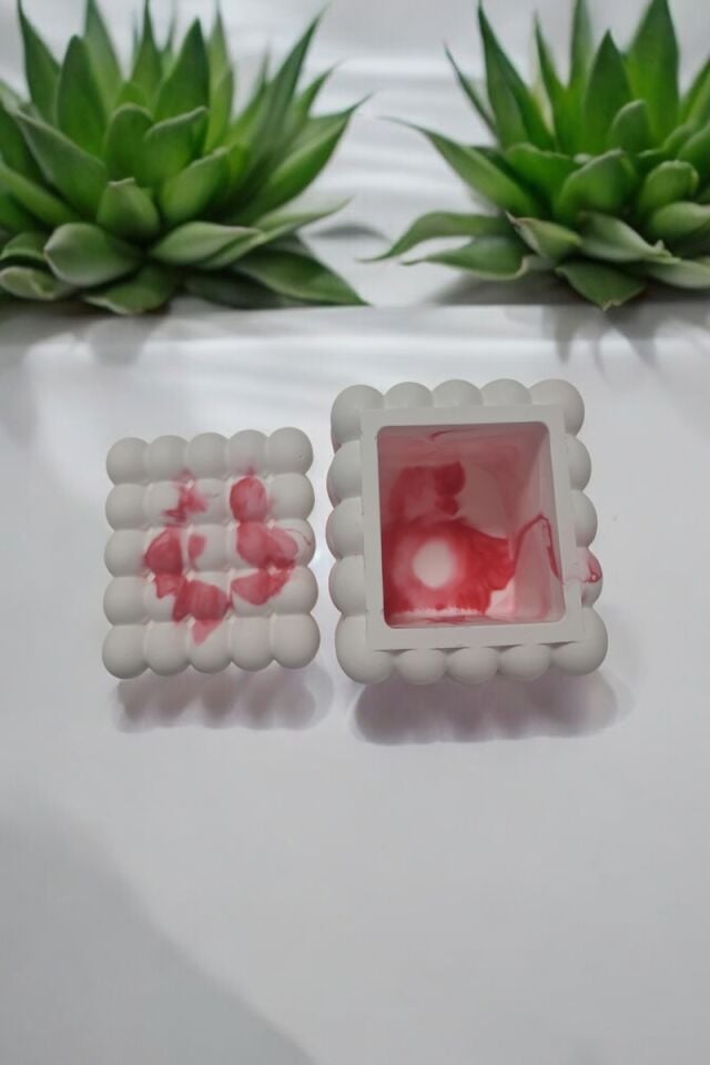 Beton Bubble Taş Dekor Kırmızı& Beyaz